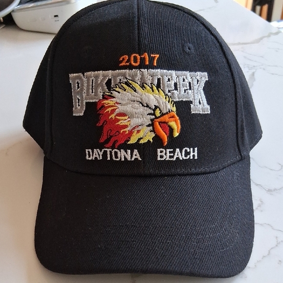 Black Daytona Beach Bike Week 2017 Cap with Embroidered Eagle - Picture 1 of 1